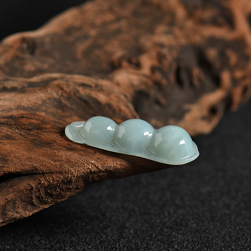 缅甸天然糯种翡翠连中三元吊坠-红掌柜