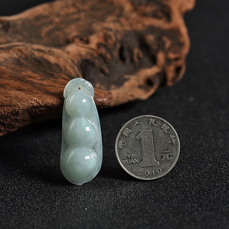 糯种翡翠连中三元吊坠-红掌柜