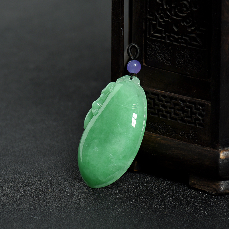 糯种翠绿翡翠福瓜吊坠-红掌柜