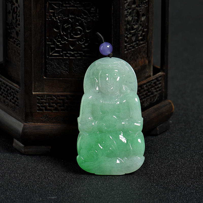 糯种浅绿翡翠观音吊坠-红掌柜