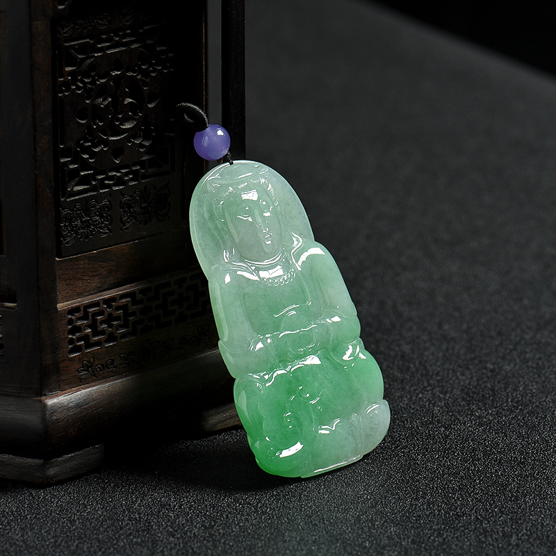 糯种翡翠观音吊坠-红掌柜