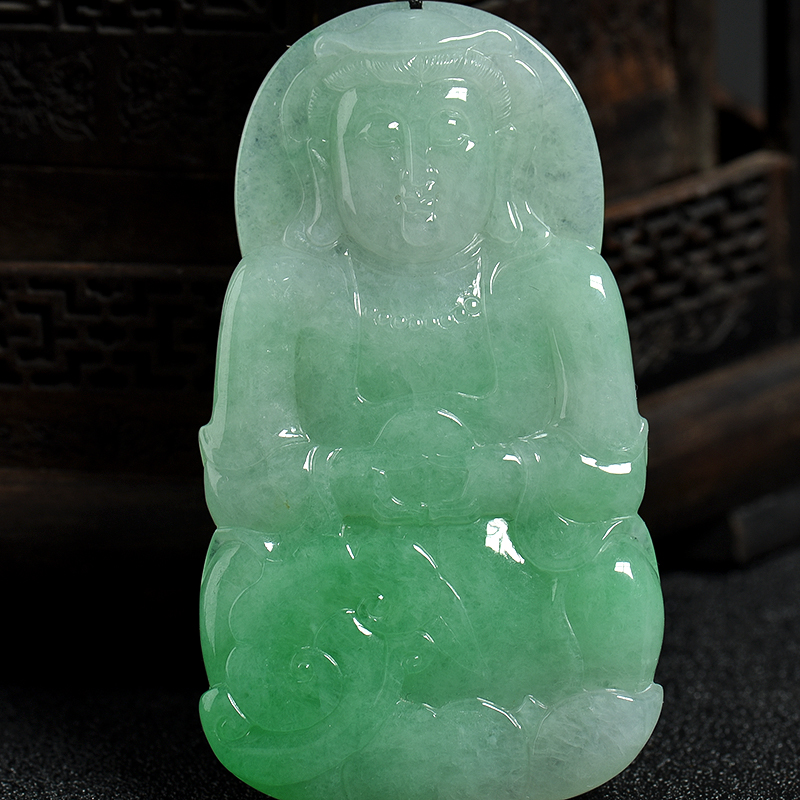 天然翡翠观音吊坠-红掌柜