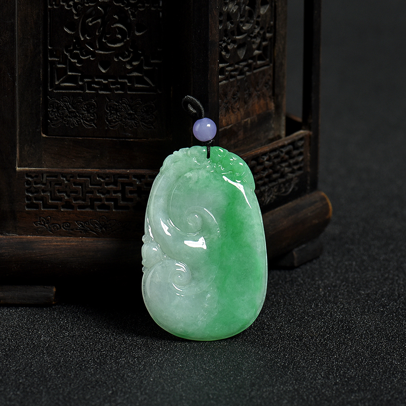糯种飘翠翡翠如意吊坠-红掌柜