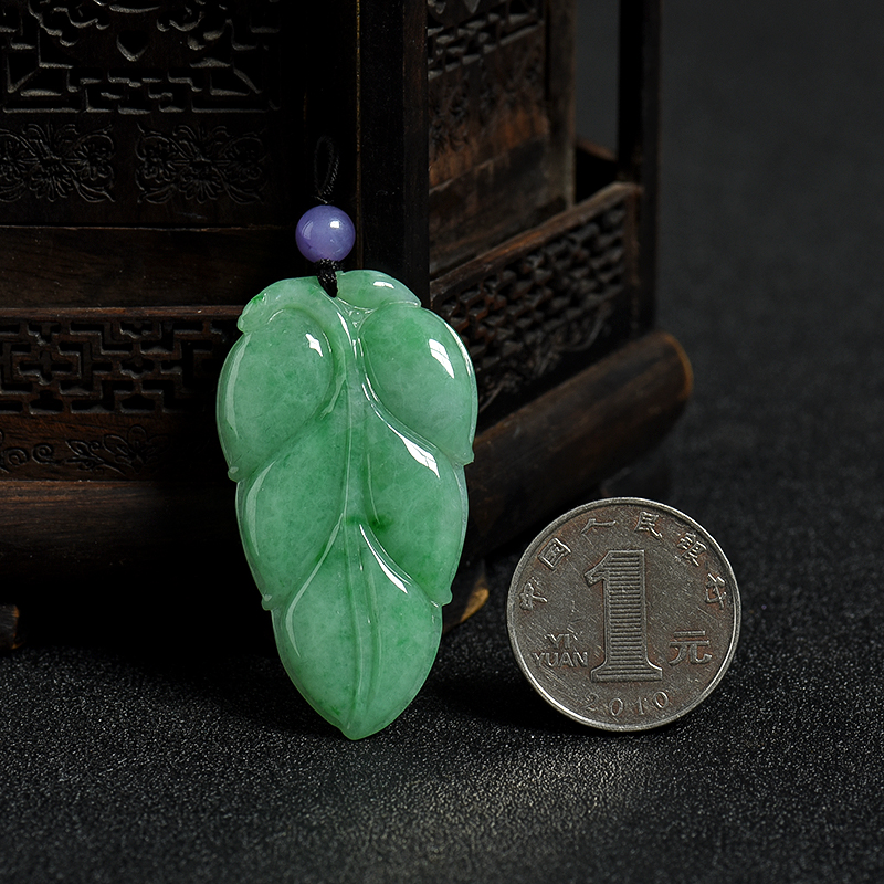天然翡翠金枝玉叶吊坠-红掌柜