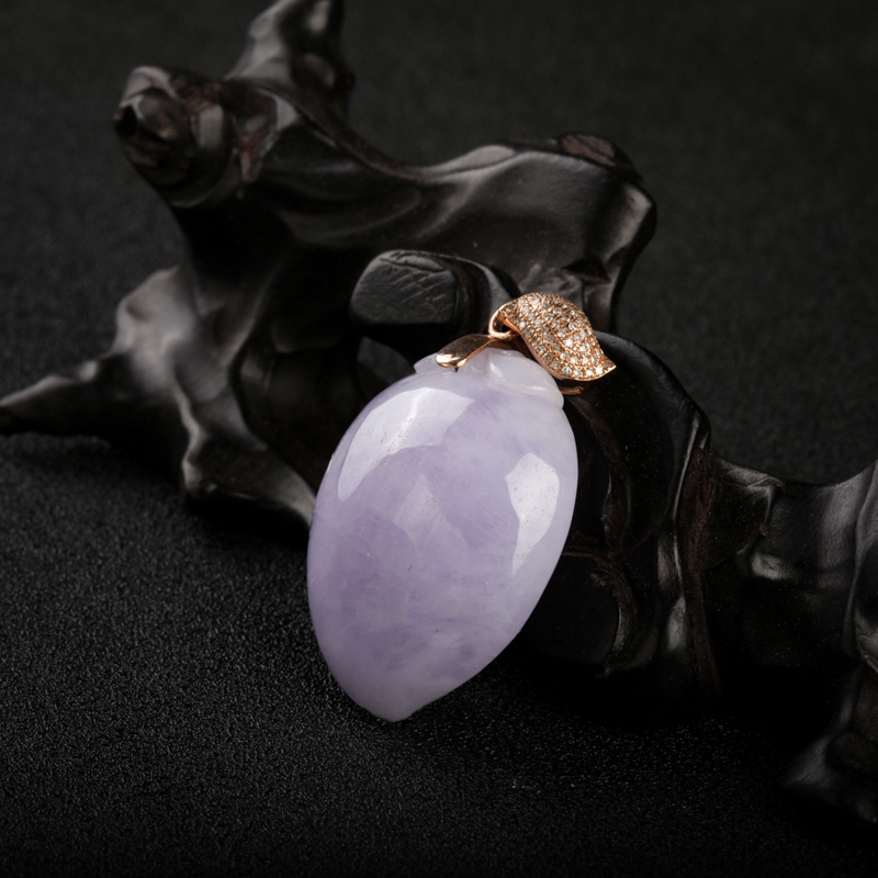 豆种紫罗兰翡翠寿桃吊坠-红掌柜