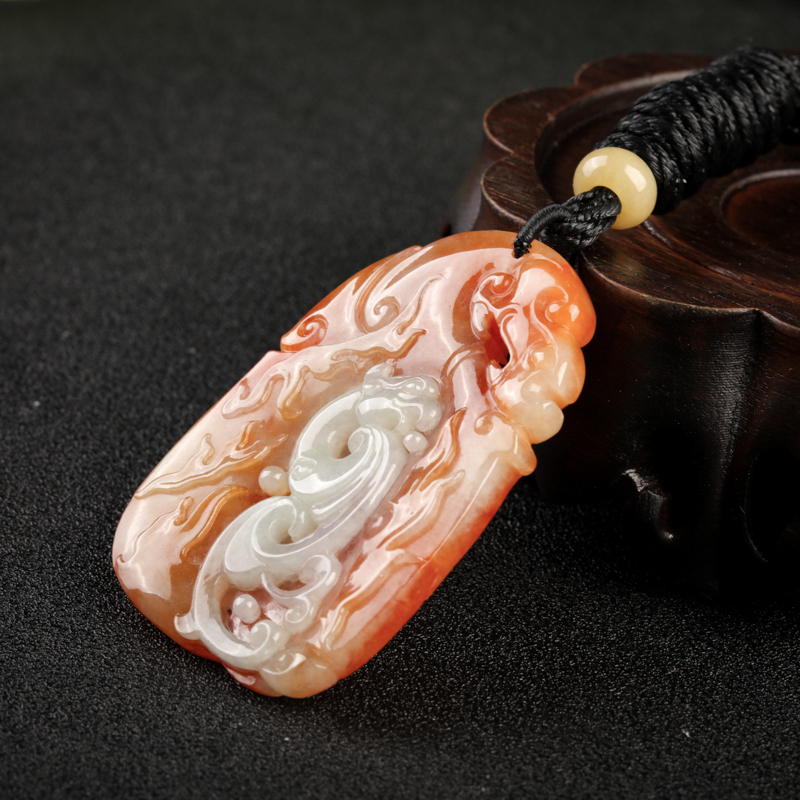 缅甸糯种红翡凤牌吊坠-红掌柜