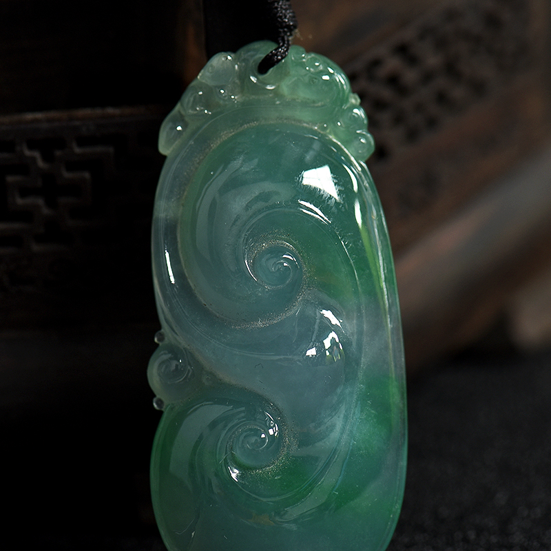 缅甸翡翠如意吊坠-红掌柜