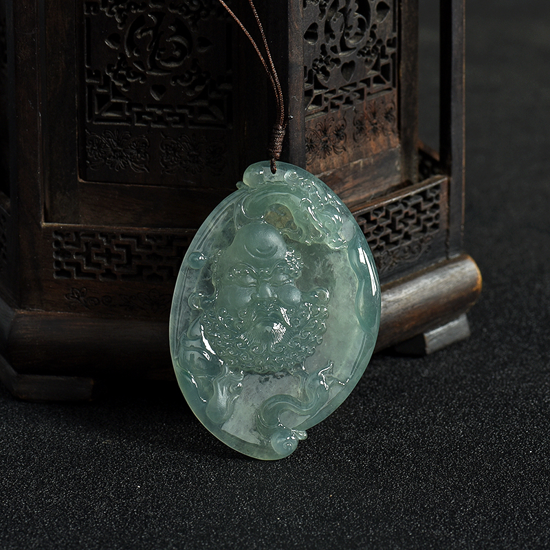 天然缅甸糯冰种晴水翡翠达摩祖师吊坠-红掌柜