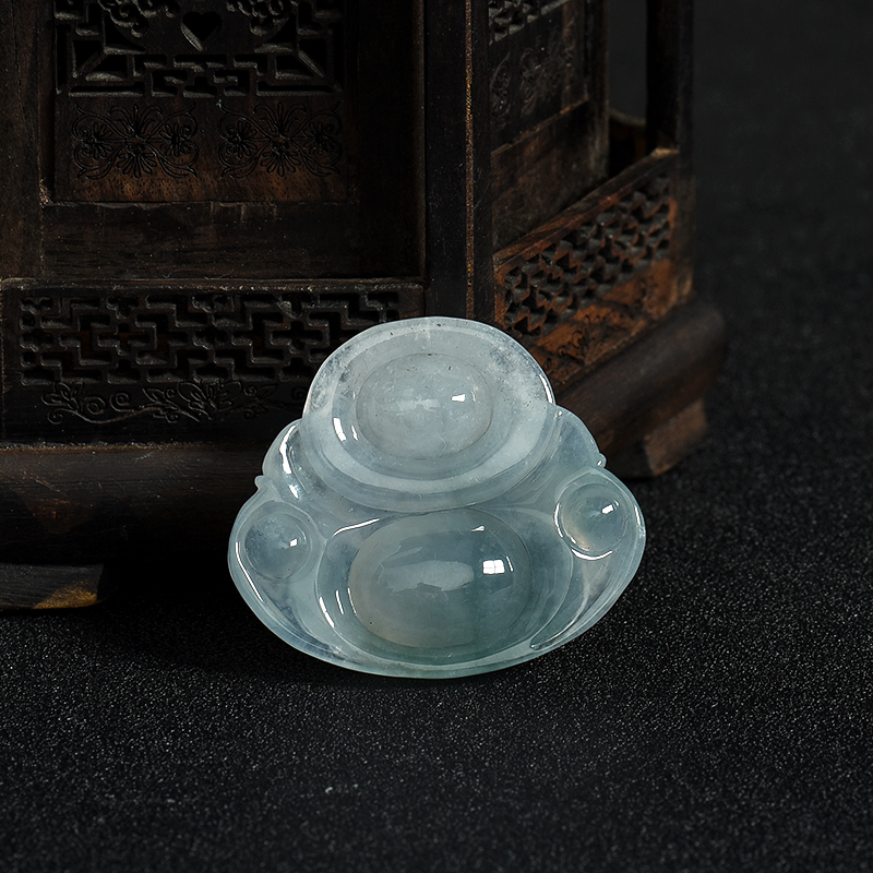 天然糯冰种飘花翡翠佛吊坠-红掌柜