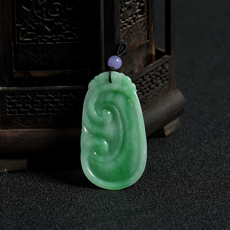 翠绿翡翠如意吊坠-红掌柜