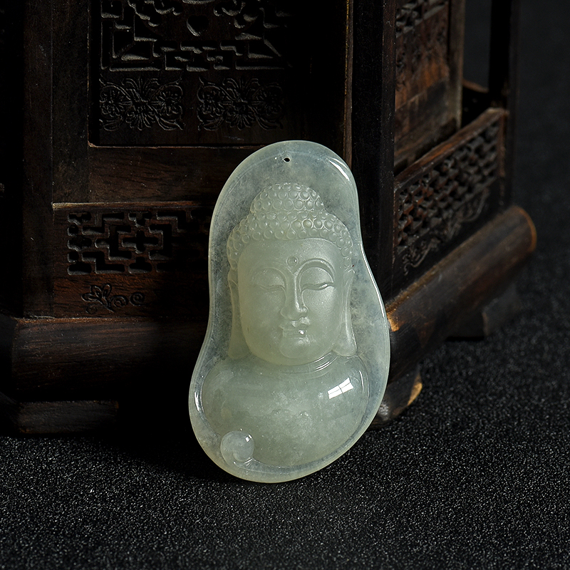 缅甸天然豆种翡翠观音吊坠-红掌柜