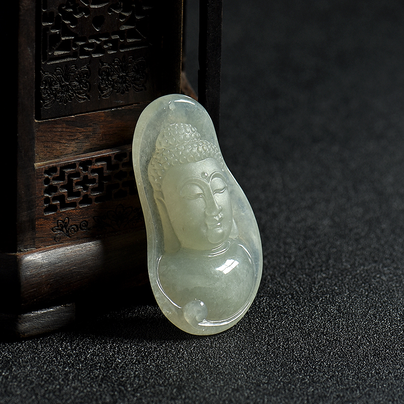 天然豆种翡翠观音吊坠-红掌柜