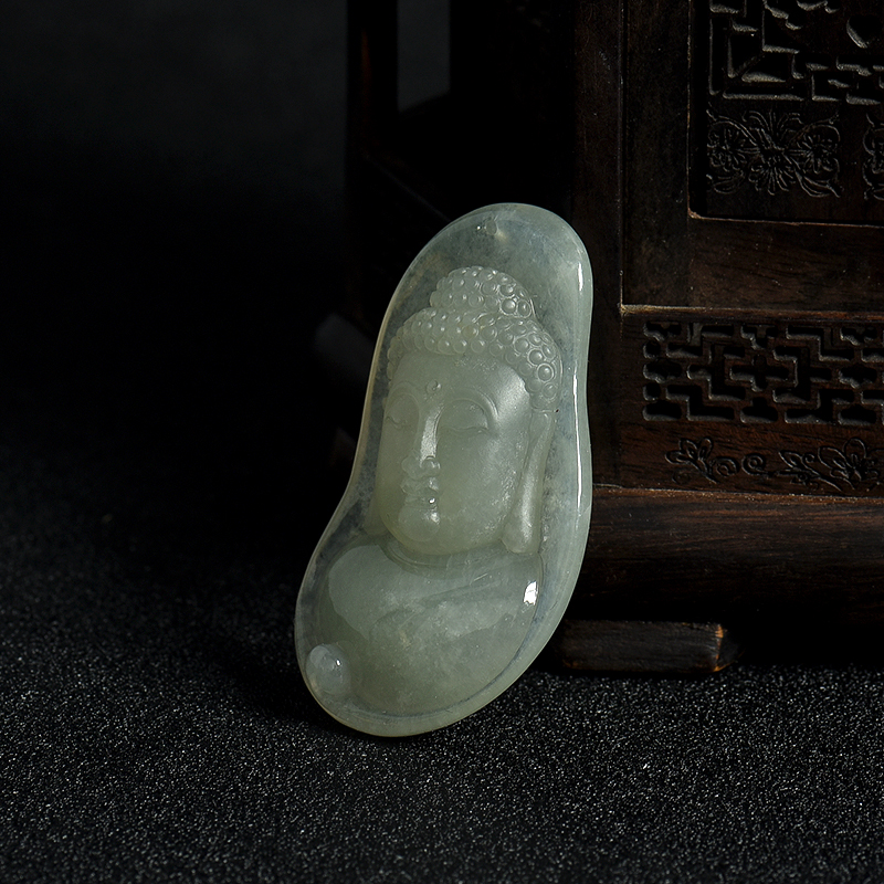 缅甸豆种翡翠观音吊坠-红掌柜