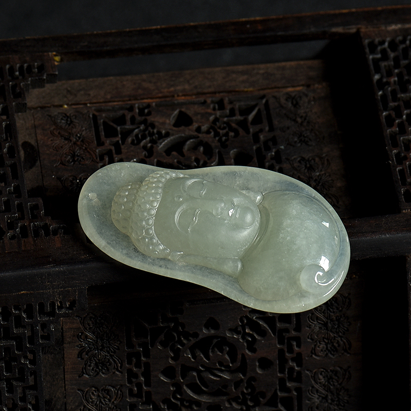 缅甸天然豆种翡翠吊坠-红掌柜