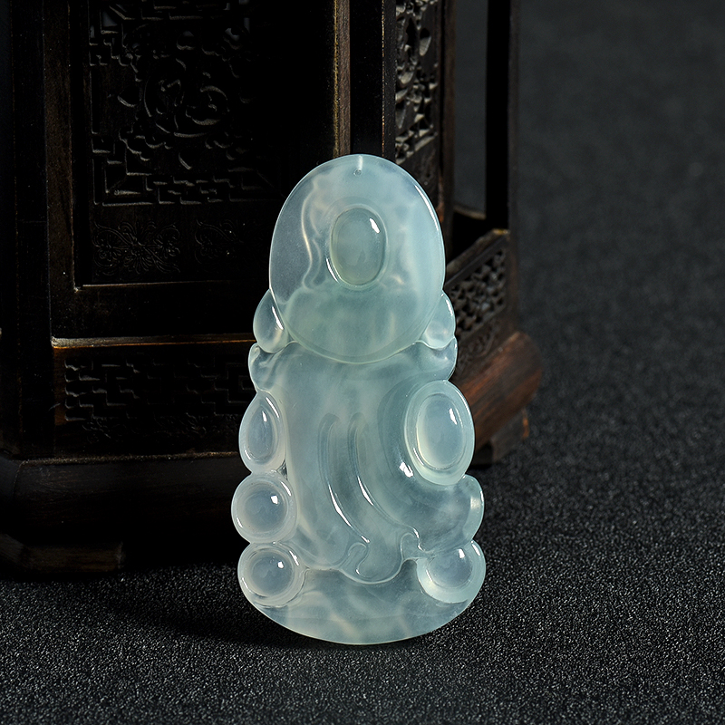 缅甸天然翡翠观音吊坠-红掌柜