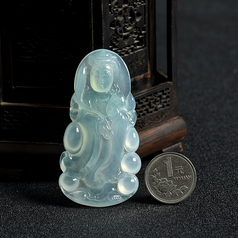 缅甸糯冰种翡翠吊坠-红掌柜