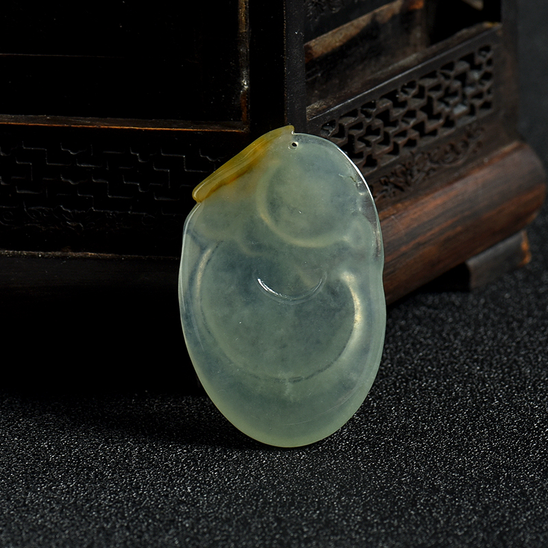 缅甸天然俏色翡翠佛吊坠-红掌柜