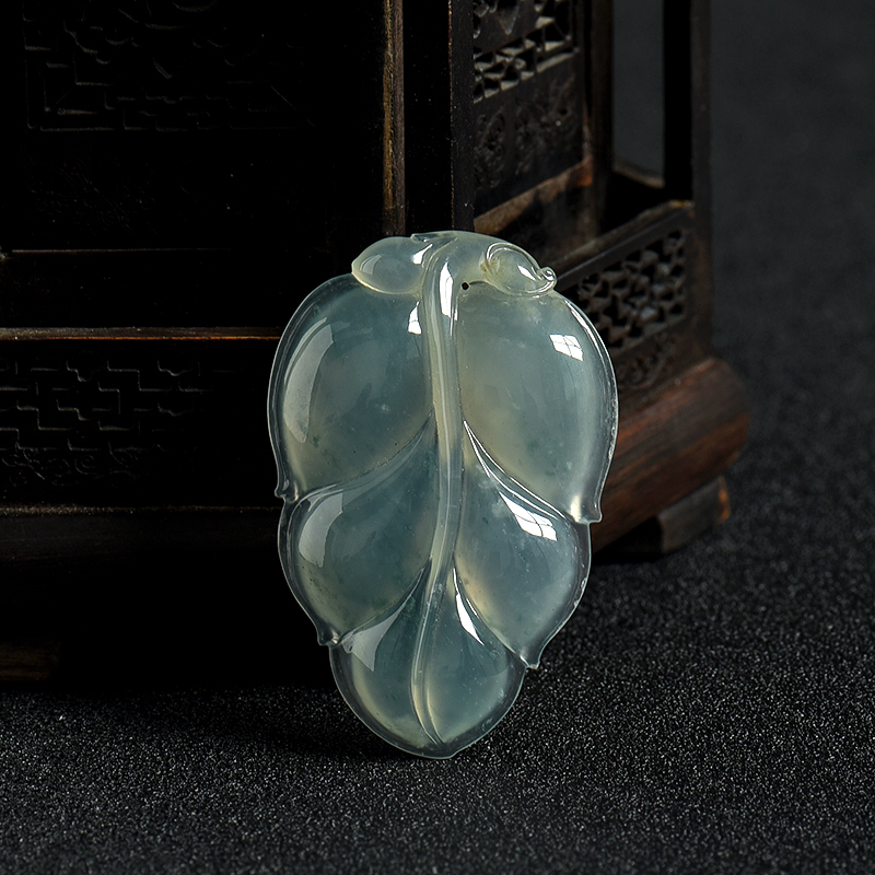 缅甸天然糯冰种飘花翡翠金枝玉叶吊坠-红掌柜