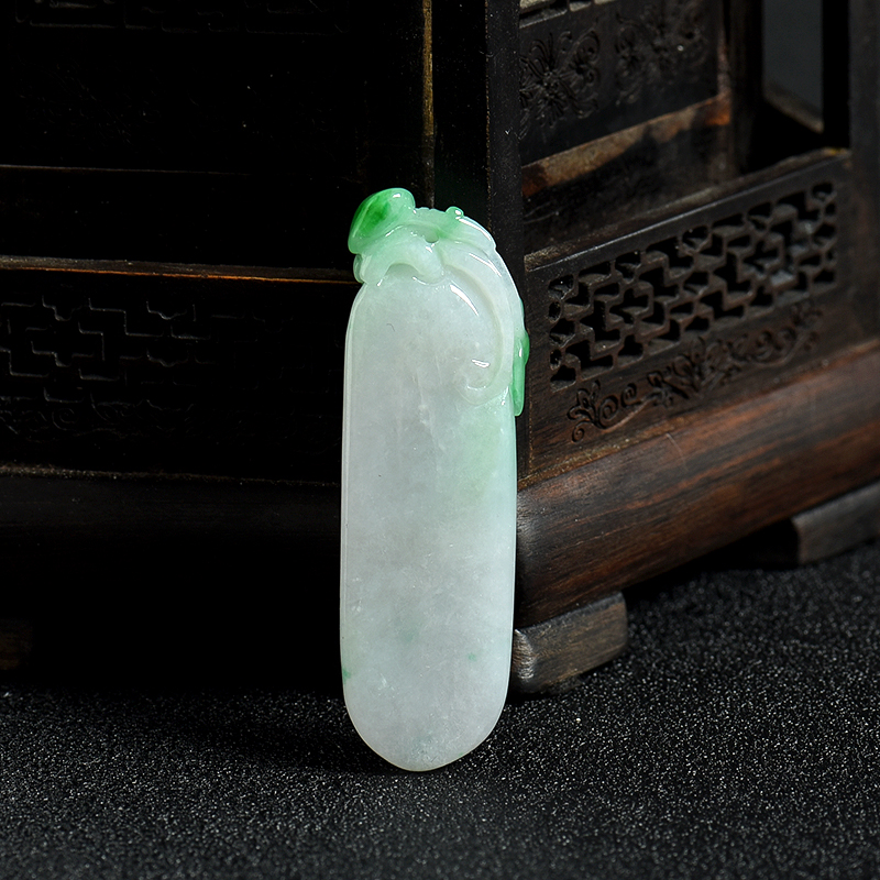 缅甸天然飘翠翡翠招财进宝吊坠-红掌柜