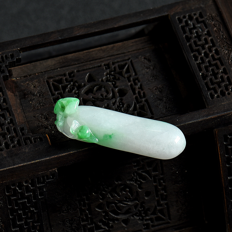 缅甸天然糯种翡翠招财进宝吊坠-红掌柜