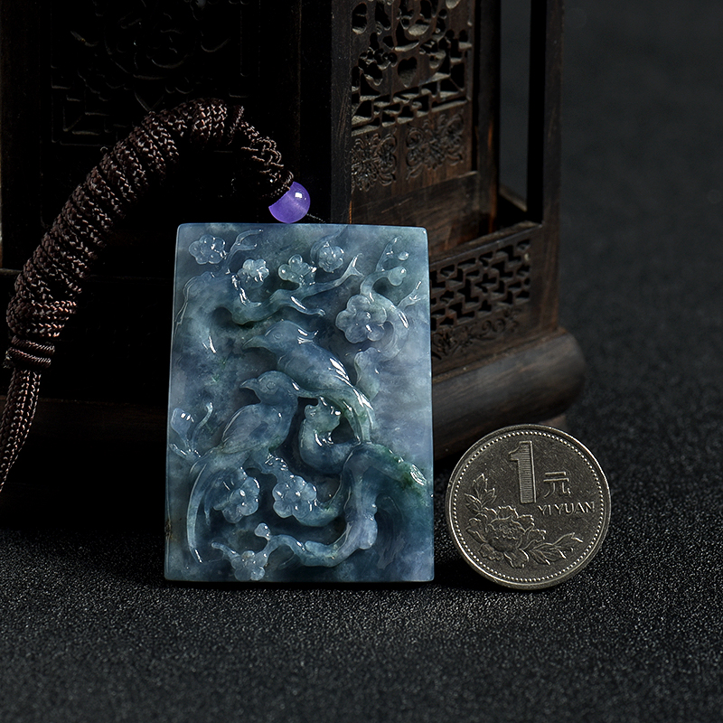 糯种翡翠喜上眉梢吊坠-红掌柜