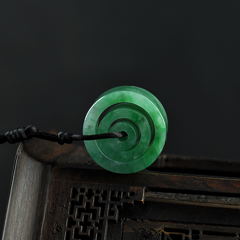 缅甸天然翠绿翡翠路路通吊坠-红掌柜