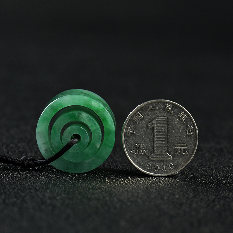 糯种翠绿翡翠路路通吊坠-红掌柜