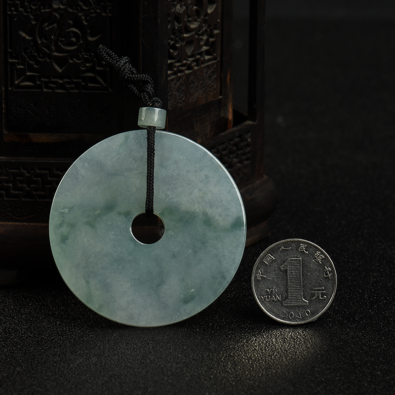 糯冰种飘花翡翠平安扣吊坠-红掌柜