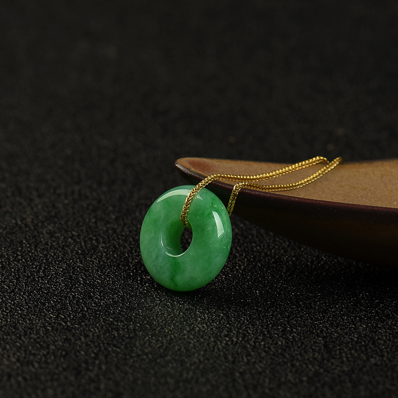 缅甸豆种翠绿翡翠路路通吊坠-红掌柜