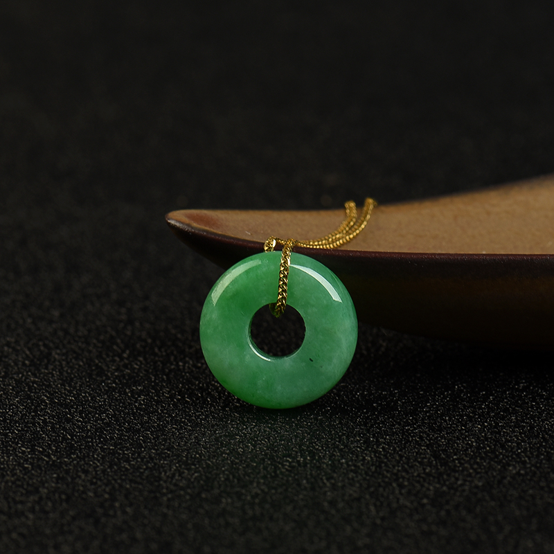 缅甸天然翠绿翡翠路路通吊坠-红掌柜