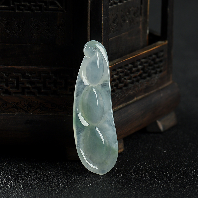 缅甸天然飘花翡翠连中三元吊坠-红掌柜