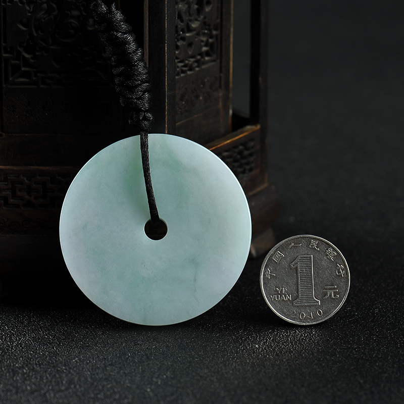 糯种春带彩翡翠平安扣吊坠-红掌柜