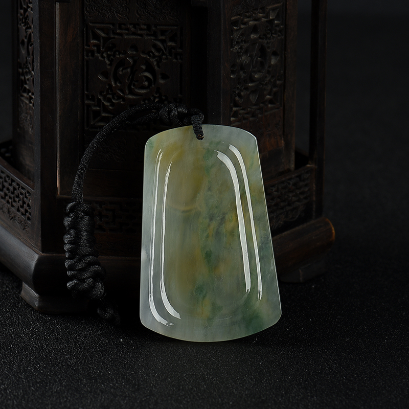 缅甸天然A货糯冰种黄翡禅悟吊坠-红掌柜