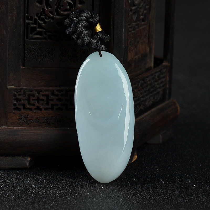 缅甸天然白色翡翠弥勒佛吊坠-红掌柜