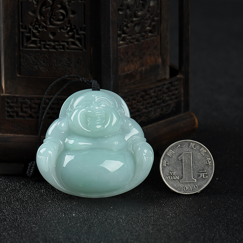 糯种翡翠弥勒佛-红掌柜