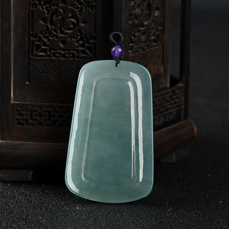 缅甸天然A货糯冰种灰绿翡翠大日如来吊坠-红掌柜