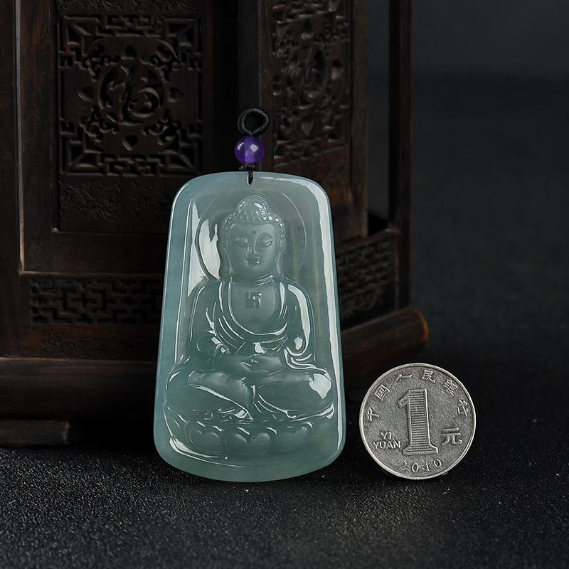 缅甸天然A货糯冰种翡翠吊坠-红掌柜