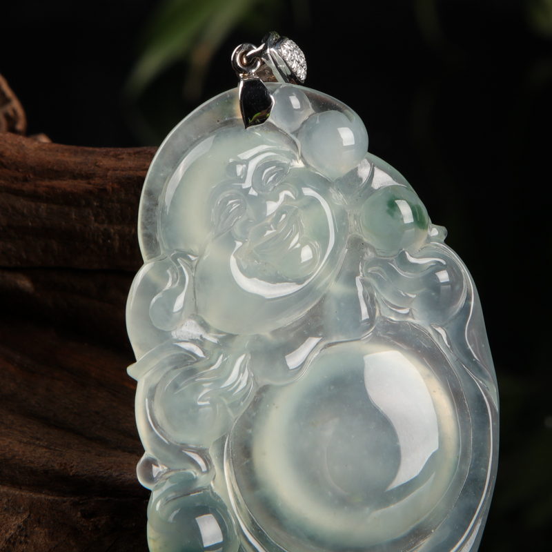 天然翡翠弥勒佛吊坠-红掌柜