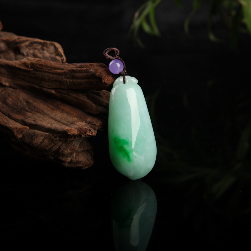 糯种飘翠翡翠福瓜吊坠-红掌柜