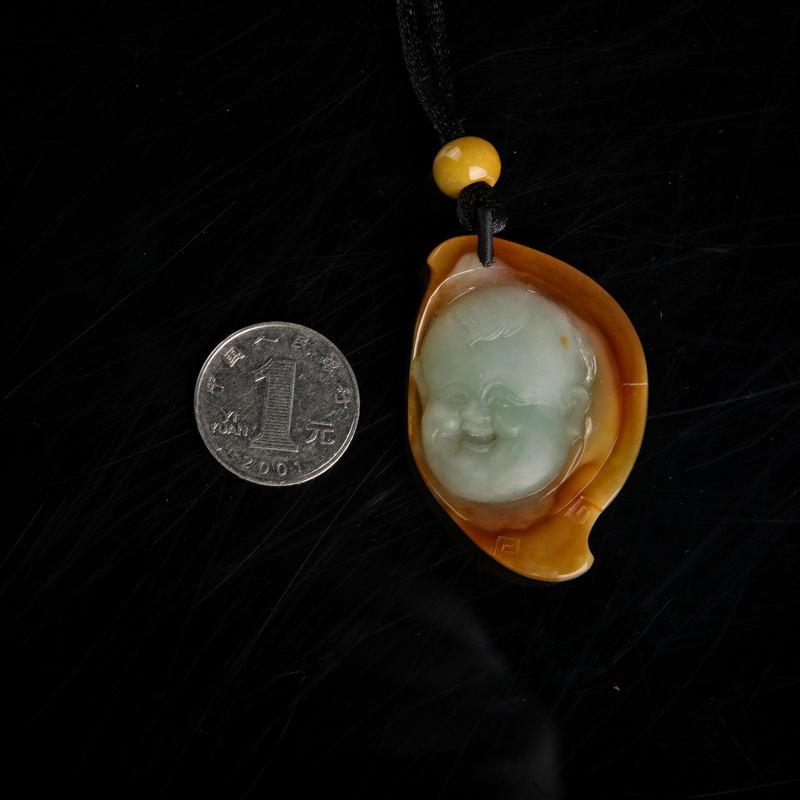 天然缅甸翡翠童子吊坠-红掌柜