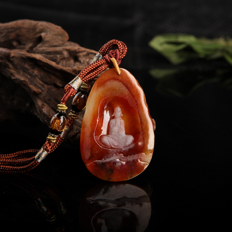 糯种红翡悟道吊坠-红掌柜