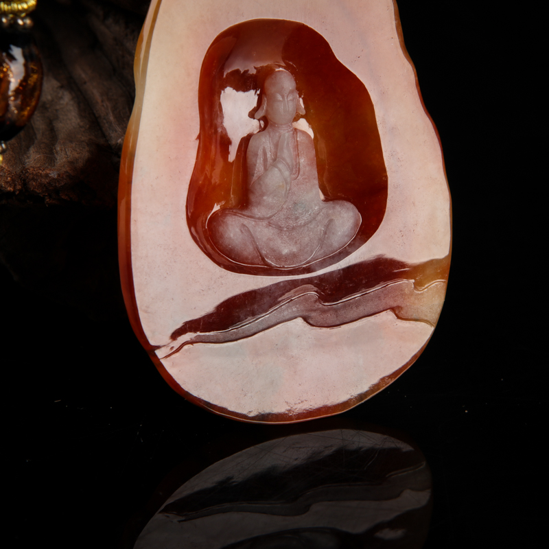 天然红翡悟道吊坠-红掌柜