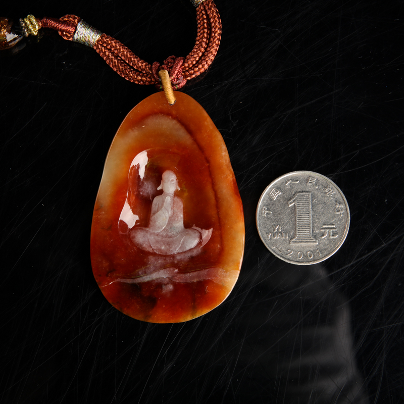 天然缅甸红翡悟道吊坠-红掌柜