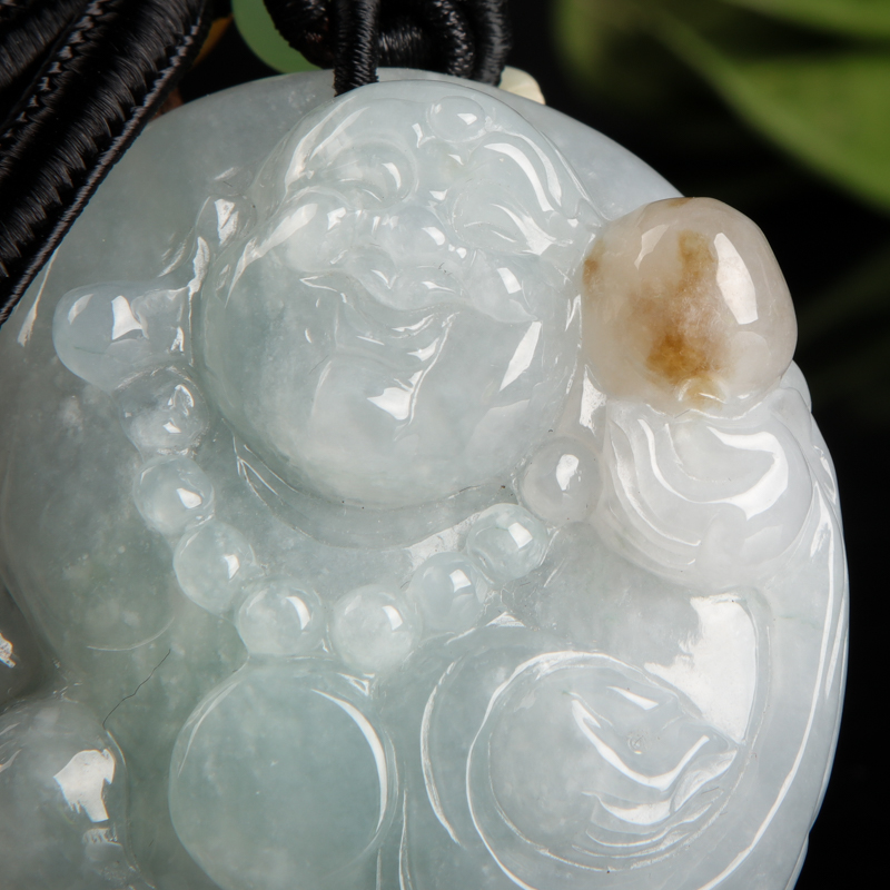 缅甸翡翠弥勒佛吊坠-红掌柜