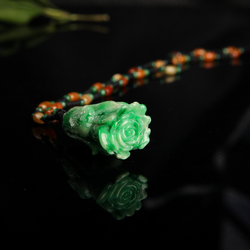 缅甸翡翠百财吊坠-红掌柜