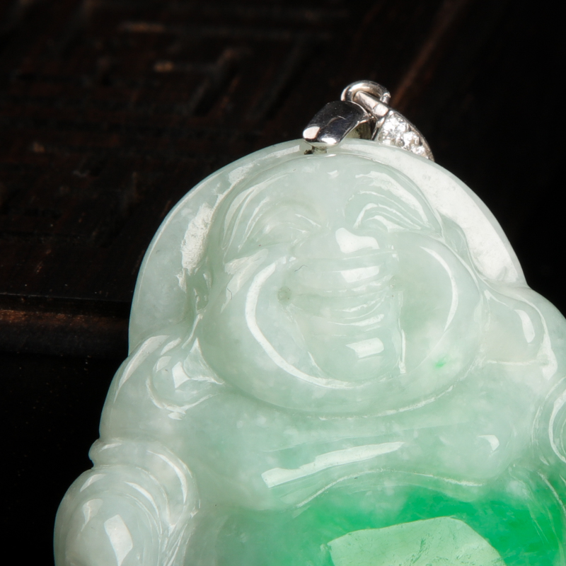 天然翡翠弥勒佛吊坠-红掌柜