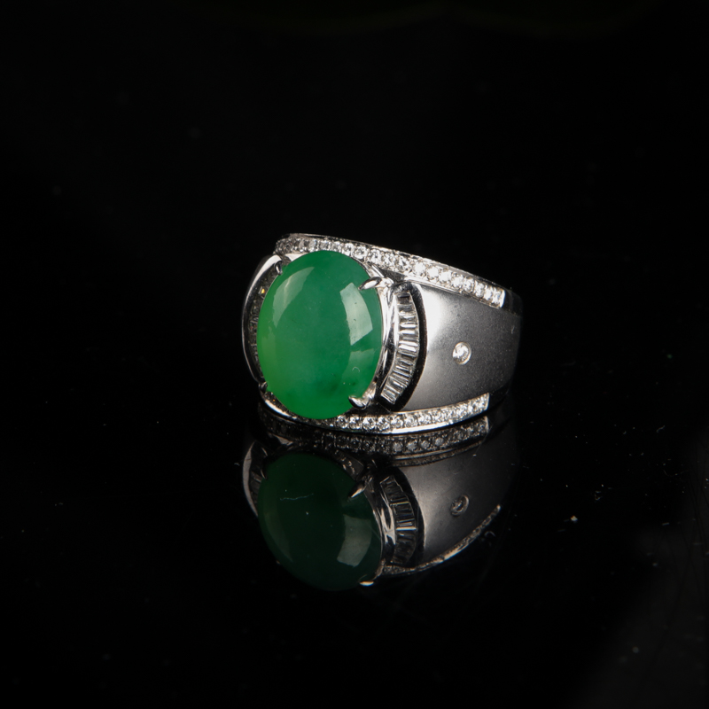 糯种苹果绿翡翠戒指-红掌柜