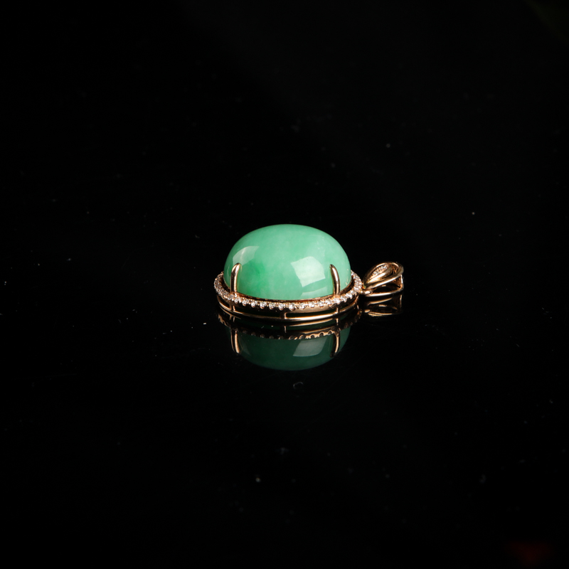 18k缅甸天然豆绿翡翠吊坠-红掌柜