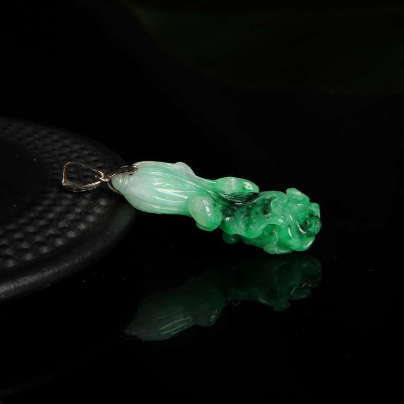 天然糯种飘花翡翠百财吊坠-红掌柜