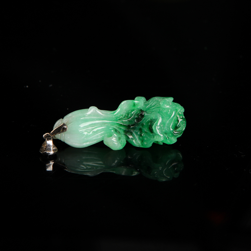 缅甸天然糯种飘花翡翠吊坠-红掌柜